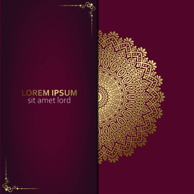 Lüks altın mandala düğün davetiyesi için dekoratif arka plan, mandala tarzı premium vektör içeren kitap kapağı