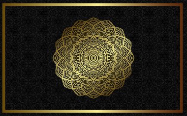Lüks altın mandala düğün davetiyesi için dekoratif arka plan, mandala tarzı premium vektör içeren kitap kapağı