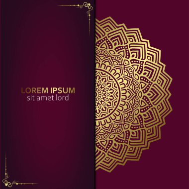 Lüks altın mandala düğün davetiyesi için dekoratif arka plan, mandala tarzı premium vektör içeren kitap kapağı