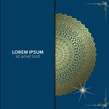 Lüks altın mandala düğün davetiyesi için dekoratif arka plan, mandala tarzı premium vektör içeren kitap kapağı