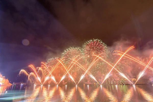 Malta Fireworks Festival 2023 Puerto Valeta Espectáculo Luces Colores Música — Foto de Stock