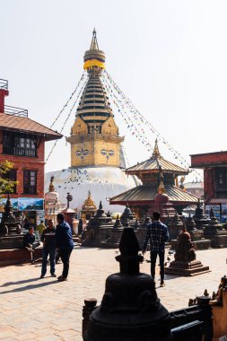 Swayambhunath 'daki Gezginler Stupa Katmandu, Nepal.