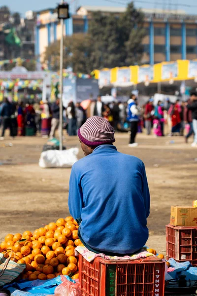 Orange Fruit seller in the Street Market of Nepal