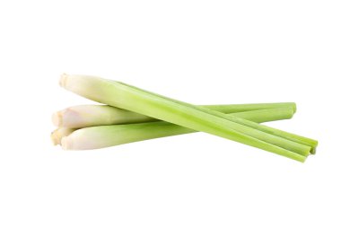 Beyaz arkaplanda taze limon otu çubukları