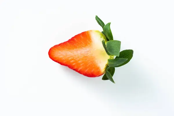 Half Ripe Sliced Strawberries Macro Stock Picture