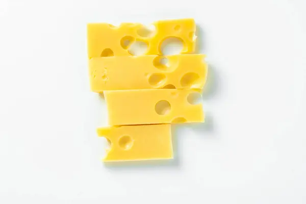 Cheese Big Holes White Background Art Concept Stock Photo