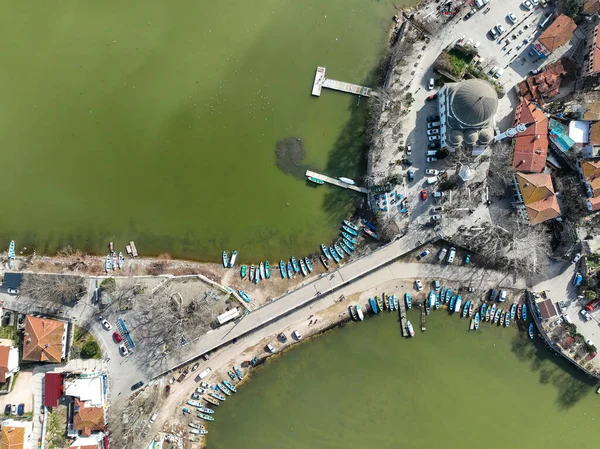 stock image Aerial drone view of Golyazi - Golyazi Peninsula in Bursa - Turkey