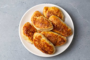 Turkish cuisine; Handmade Cheese spinach Pastry (Turkish name; peynirli - ispanakli pogaca)
