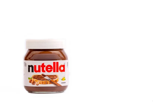 Izmir Turkey 2022 Nutella Jar Isolated White Background Nutella Manufactured — Stok fotoğraf