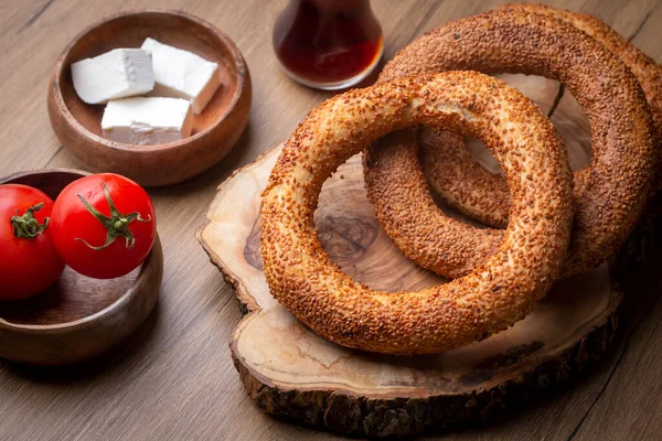 Türkischer Fastfood Bagel Namens Simit Türkischer Bagel Simit Mit Sesam — Stockfoto