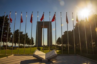 Canakkale Martyrs Memorial military cemetery is a war memorial commemorating the service of about Turkish soldiers who participated at the Battle of Gallipoli. clipart