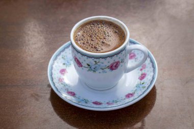 Geleneksel lezzetli Türk kahvesi. Yemek konsepti fotoğrafı.