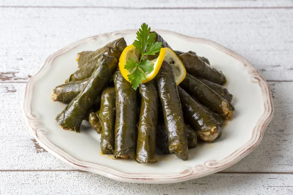Традиционные Вкусные Турецкие Блюда Фаршированные Листья Yaprak Sarmasi — стоковое фото