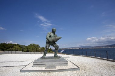 Çanakkale, Türkiye - 10 Mayıs 2018: Seyit Onbasi, Osmanlı Ordusu 'nda bir Birinci Dünya Savaşı topçusuydu. Müttefiklerin Çanakkale' yi zorla ele geçirme girişimleri sırasında üç top mermisi taşıdı.