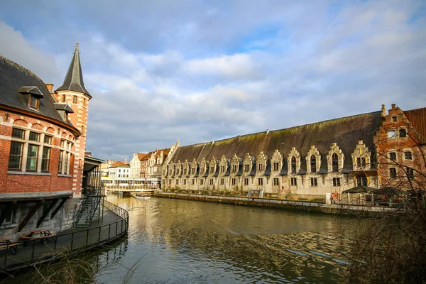 Zicht Graslei Leie Het Historische Centrum Van Gent Gent België — Stockfoto