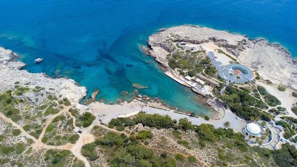 Kalithea Springs Therme Beach Aerial Drone View Rhodes Grécia — Fotografia de Stock
