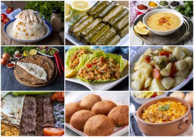 Geleneksel lezzetli Türk yemekleri kolajı