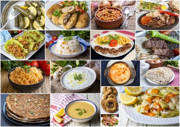 Tradicional Deliciosa Comida Turca Collage — Foto de Stock