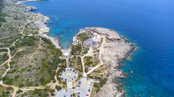 Kalithea Springs Therme Beach Aerial Drone View Rhodes Grécia — Fotografia de Stock