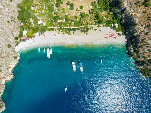 Oludeniz トルコ語 Kelebekler Vadisi ドローンで美しいビーチの空中ビュー フェティエ ムグラ トルコ — ストック写真
