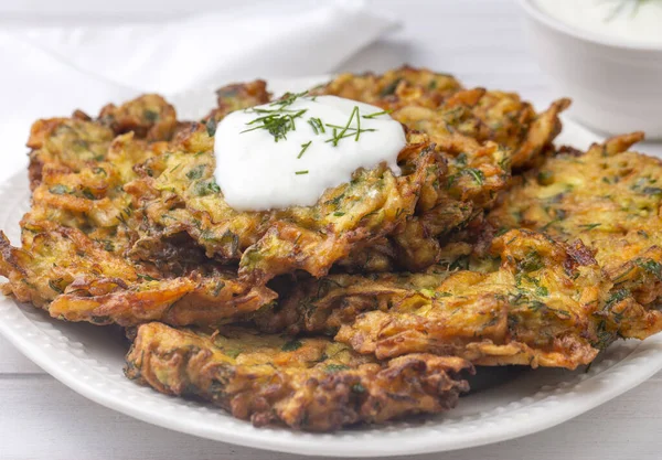 Stock image Mucver, Turkish traditional food. (Turkish cuisine) Homemade Food with Zucchini.