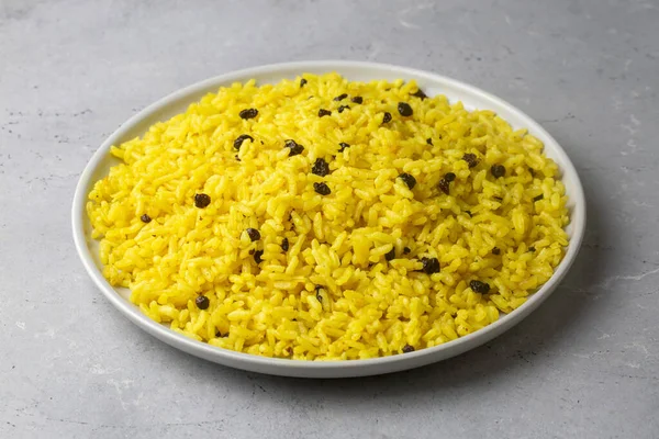 Cúrcuma Rice Pilaf Arroz Hecho Con Cúrcuma Grosellas Nombre Turco — Foto de Stock