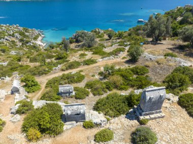 Tarihsel antik lahit. Simena Kalesi, Kalekoy (Ucagiz), Kekova - Türkiye