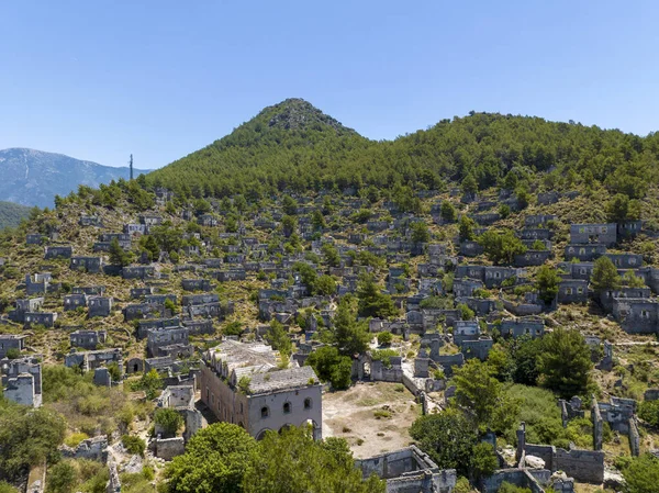 Historical Lycian Village Kayakoy Fethiye Mugla Turkey Drone Aerial Shot — Stock Photo, Image