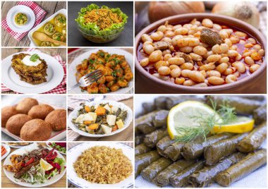 Geleneksel lezzetli Türk yemekleri kolajı