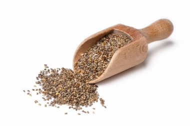 Chia seeds on the white background