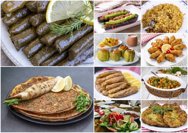 Tradicional Deliciosa Comida Turca Collage — Foto de Stock
