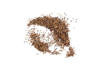 Chia seeds on the white background