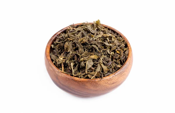 Dried Green Tea White Background — Photo