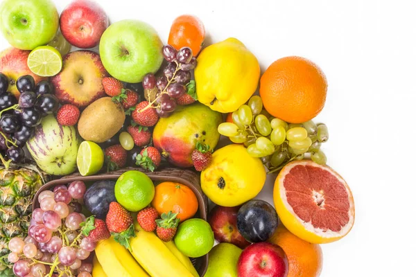 Frutas Orgánicas Frescas Mezcladas Fondo —  Fotos de Stock