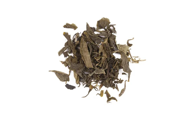 Dried Green Tea White Background — Photo