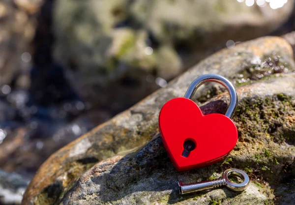 Hartvormig Hangslot Valentijnsdag Liefde Concept — Stockfoto