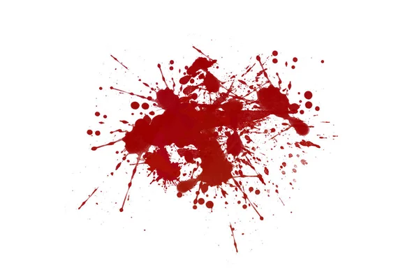 Efecto Pincel Salpicadura Sangre Sobre Fondo Blanco Con Pintura Roja — Foto de Stock