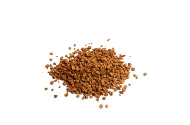 instant coffee grains isolated on white background