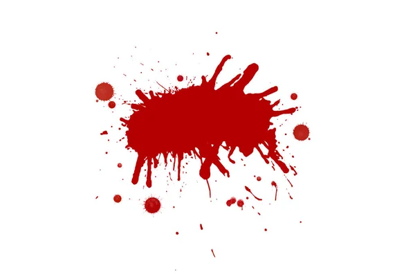 Blood splatter brush effect on white background with red paint.