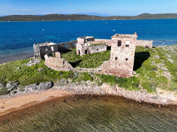 Ancien Monastère Historique Sur Une Île Autour Plage Patrica Tirer — Photo