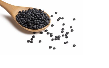 Siyah beyaz arka plan üzerinde izole Mercimek (detaylı yakın çekim shot) bölümü