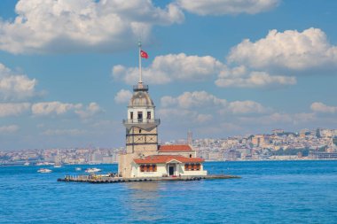 Bakire Kulesi (Kiz Kulesi) ve martılar, İstanbul - Türkiye