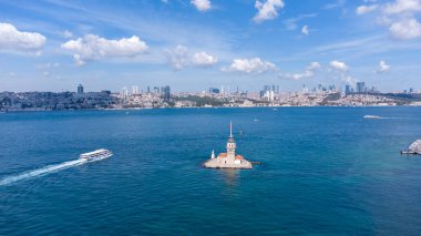 Uskudar İstanbul 'daki Bakire Kulesi' nin Hava Aracı Görünümü - Kiz Kulesi, Türkiye