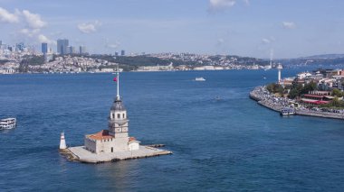Uskudar İstanbul 'daki Bakire Kulesi' nin Hava Aracı Görünümü - Kiz Kulesi, Türkiye