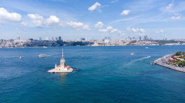 Uskudar İstanbul 'daki Bakire Kulesi' nin Hava Aracı Görünümü - Kiz Kulesi, Türkiye