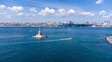 Uskudar İstanbul 'daki Bakire Kulesi' nin Hava Aracı Görünümü - Kiz Kulesi, Türkiye