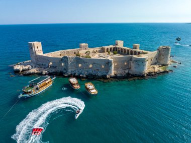 Bakireler Kalesi Kiz Kalesi İHA Fotoğrafı, Erdemli Mersin, Türkiye