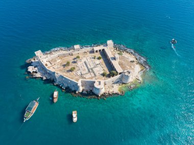 Bakireler Kalesi Kiz Kalesi İHA Fotoğrafı, Erdemli Mersin, Türkiye