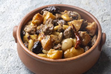 Traditional delicious Turkish foods; Quince and plum lamb stew, lamb tandoori (Turkish name; Ayvali - erikli kuzu guvec - kuzu tandir