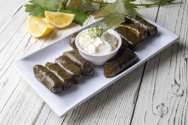 Traditional Delicious Turkish Foods Stuffed Leaves Yaprak Sarmasi — Stock Photo, Image